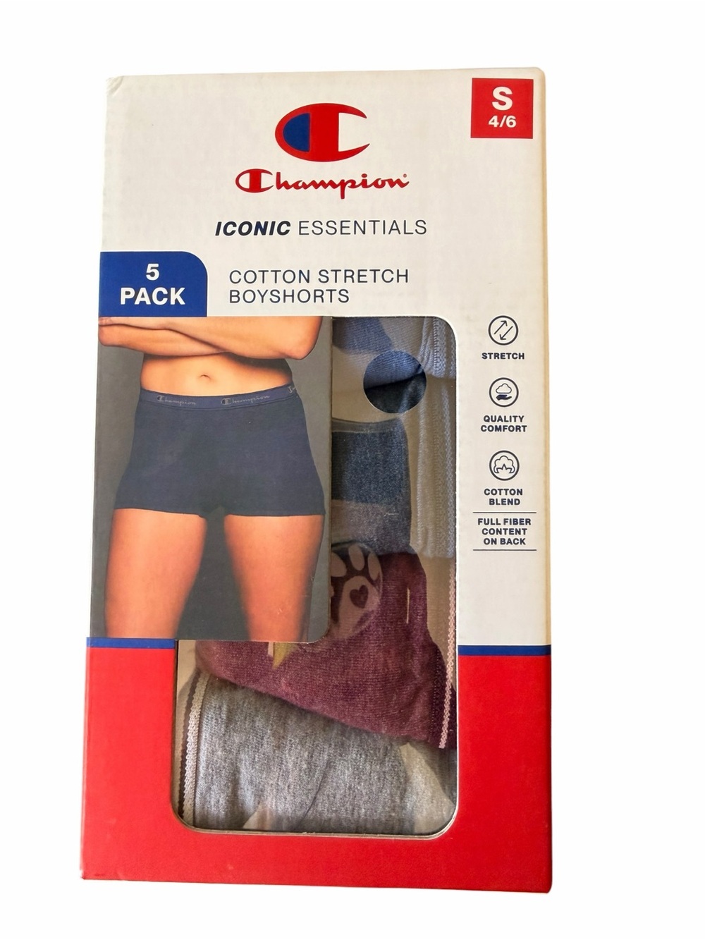 Champion Cotton Stretch Boyshorts 5 Pack Size S 4/6 NIB